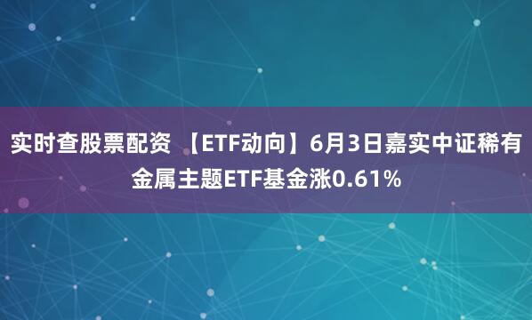 实时查股票配资 【ETF动向】6月3日嘉实中证稀有金属主题ETF基金涨0.61%